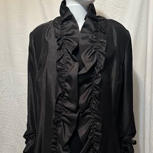 Black Duster with ruffled trim and sleeves
